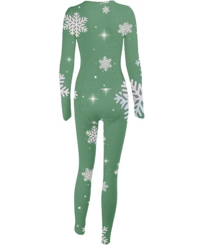 Sexy Christmas Pajamas for Women Funny Graphic Sleepwear Xmas Zipp Onesie Winter Long Sleeve Hooded Jumpsuit D05-a2green $7.0...