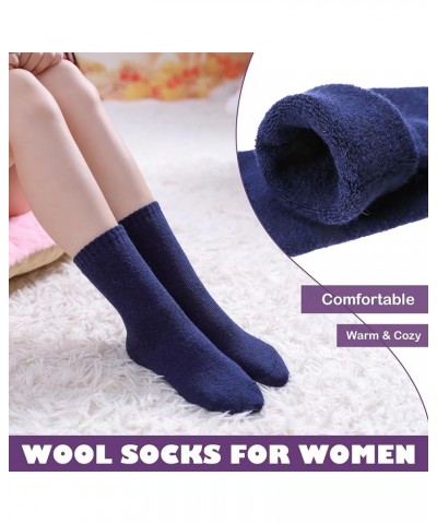 Wool Socks for Women Winter Warm Hiking Thick Warm Cozy Boot Crew Gift Socks 5 Pairs Purple/Blue/Black/Dark Gray/Light Gray $...