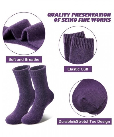 Wool Socks for Women Winter Warm Hiking Thick Warm Cozy Boot Crew Gift Socks 5 Pairs Purple/Blue/Black/Dark Gray/Light Gray $...