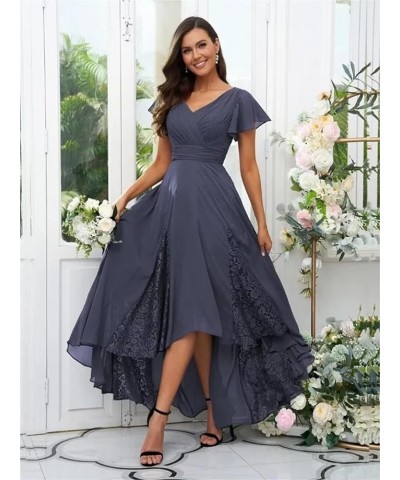 Tea Length Mother of The Bride Dresses for Wedding Lace Chiffon Bridesmaid Dresses with Sleeve 815 Turquoise $28.60 Dresses