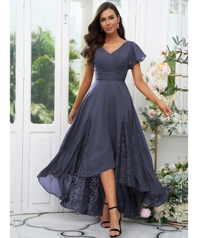 Tea Length Mother of The Bride Dresses for Wedding Lace Chiffon Bridesmaid Dresses with Sleeve 815 Turquoise $28.60 Dresses