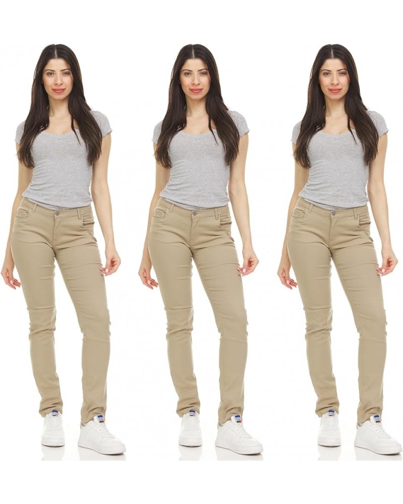 3-Pack Women's Stretch Skinny 5-Pocket Basic Chino Pants Khaki & Khaki & Khaki $32.38 Pants