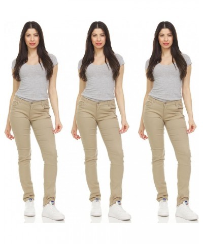 3-Pack Women's Stretch Skinny 5-Pocket Basic Chino Pants Khaki & Khaki & Khaki $32.38 Pants