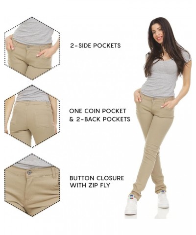 3-Pack Women's Stretch Skinny 5-Pocket Basic Chino Pants Khaki & Khaki & Khaki $32.38 Pants