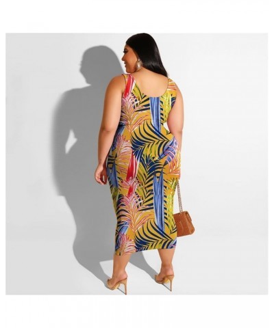 Plus Size Women 2 Piece Outfits Sets Sexy Tracksuit Midi Dress,Sleeveless Tank Top Bodycon Skirts Set Casual Summer Z78 Yello...