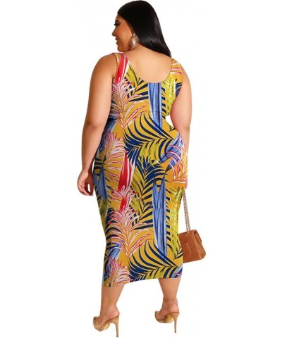 Plus Size Women 2 Piece Outfits Sets Sexy Tracksuit Midi Dress,Sleeveless Tank Top Bodycon Skirts Set Casual Summer Z78 Yello...