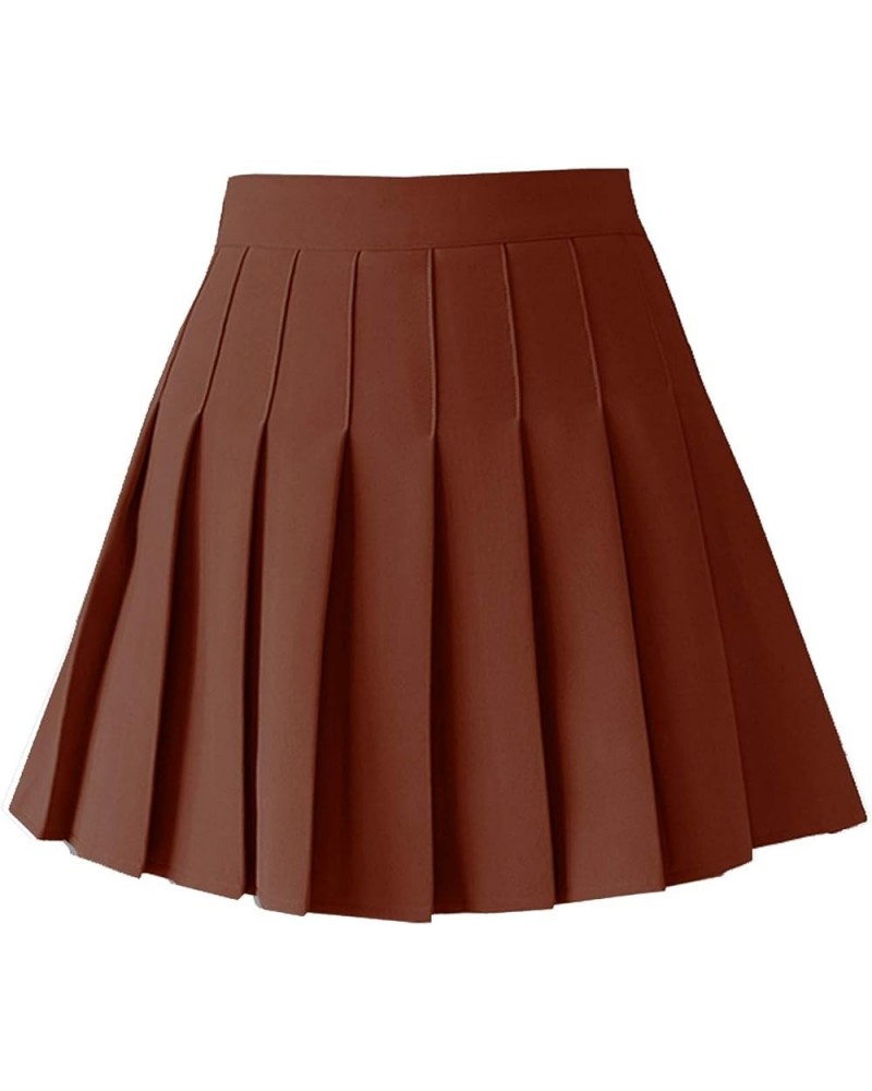 Women's High Waist Pleated Mini Skirt Skater Tennis Skirt Coffee $12.64 Skirts