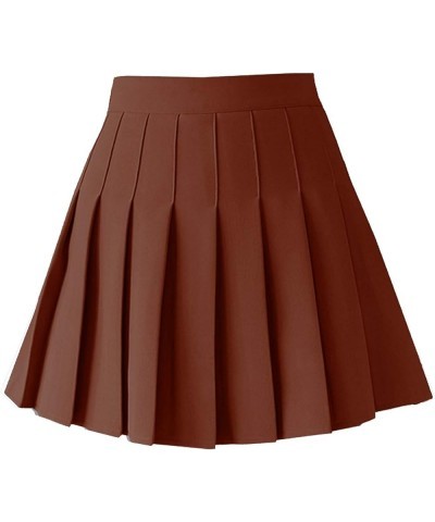 Women's High Waist Pleated Mini Skirt Skater Tennis Skirt Coffee $12.64 Skirts