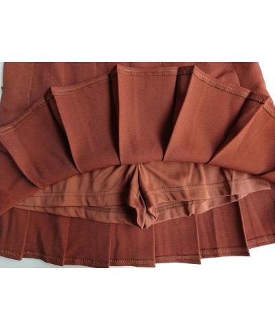 Women's High Waist Pleated Mini Skirt Skater Tennis Skirt Coffee $12.64 Skirts