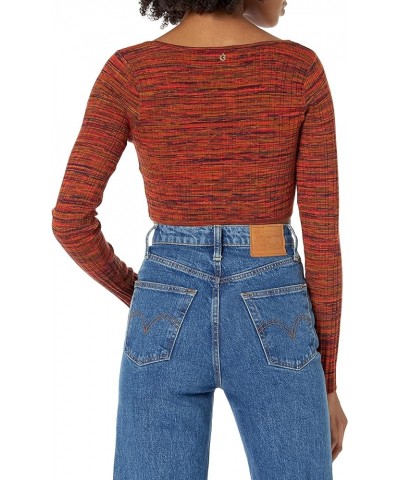 Women's Long Sleeve Scoop Neck Anika Sweater Sonoran Red Multi $10.68 Blouses