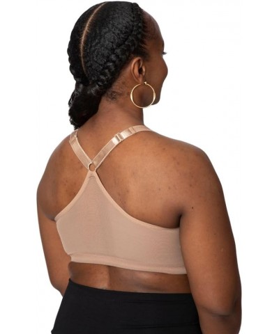 Front Closure Wirefree High Support Pocketed Mastectomy Racerback Sports Bra Sand $32.40 Lingerie