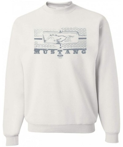 Vintage Ford Mustang Silver Honeycomb Grill Distressed Cars and Trucks Unisex Crewneck Graphic Sweatshirt White $20.79 Sweats...