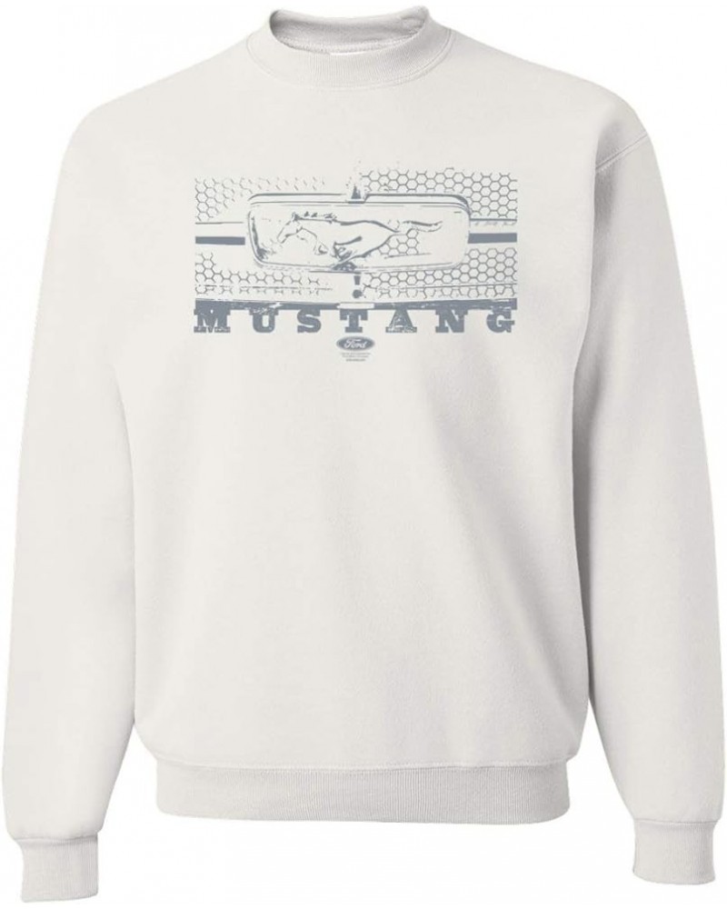 Vintage Ford Mustang Silver Honeycomb Grill Distressed Cars and Trucks Unisex Crewneck Graphic Sweatshirt White $20.79 Sweats...