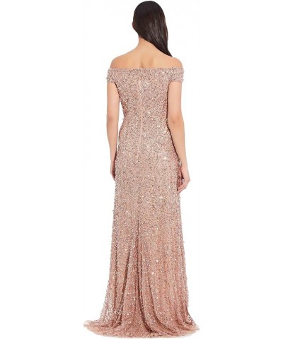 Women's Off The Shoulder Crunchy Bead Gown Rosegold $116.84 Dresses