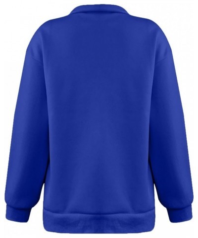 Womens Sweatshirt Graphic Long Sleeve Funny Sweatshirts Half Zip Casual Comfy Fall Pullover Tops Ob-royal Blue $12.53 Activewear