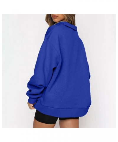 Womens Sweatshirt Graphic Long Sleeve Funny Sweatshirts Half Zip Casual Comfy Fall Pullover Tops Ob-royal Blue $12.53 Activewear