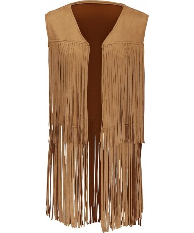 Womens Fringe Vest Casual Sleeveless Open Front Suede Cardigans Outwear Solid Color Tassle Hippie Waistcoat Jackets Tops 11 b...