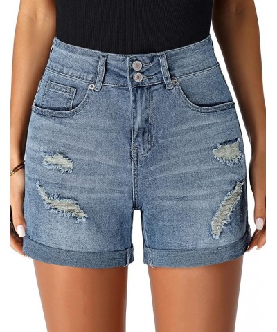 Jean Shorts Womens High Waisted Casual Summer Ripped Denim Shorts Stretchy Jean Shorts G-blue $21.99 Shorts