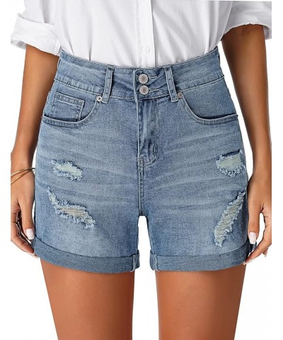 Jean Shorts Womens High Waisted Casual Summer Ripped Denim Shorts Stretchy Jean Shorts G-blue $21.99 Shorts