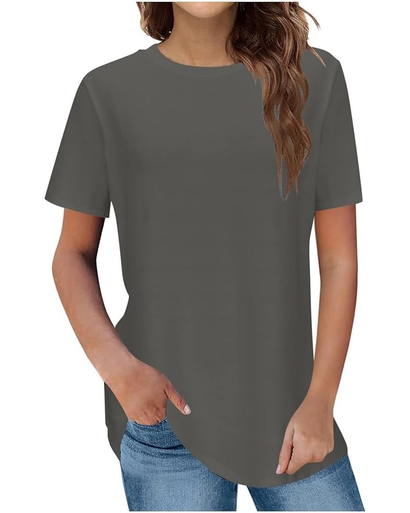 Womens Summer Tops 2023 Trendy Short Sleeve T Shirts Dressy Casual Tunic Plain Cute Basic Tees Loose Fit Fashion Blouses Basi...