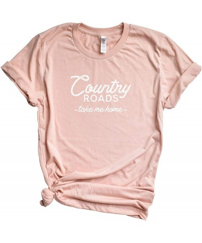 Country Roads Take Me Home - Country Life - Short Sleeve Graphic Tee Blush_white Ink $14.74 T-Shirts