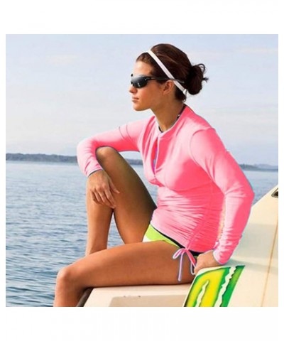 Sun Protection Women's Basic Skins Long-Sleeve Rashguard Top Pink $12.25 Swimsuits