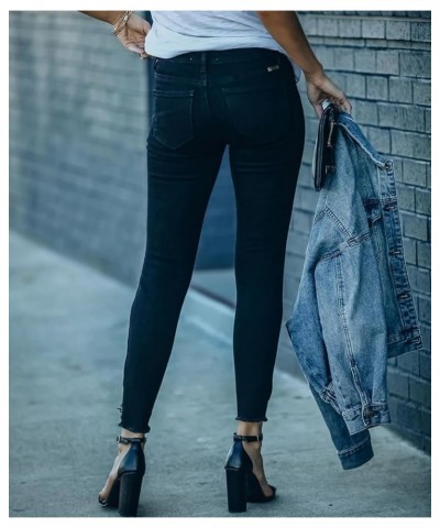 Women's Ripped Skinny Jeans Distressed Stretchy Denim Pants M007-black $24.07 Jeans