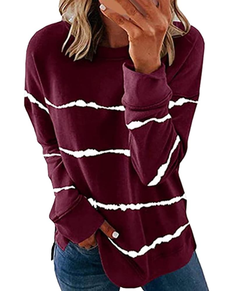 Sweatshirt for Women Casual Slit Sloucthy Pullover Streetwear Fashion Casual Hoodies Top Fall Clothes A4-red $9.11 Others