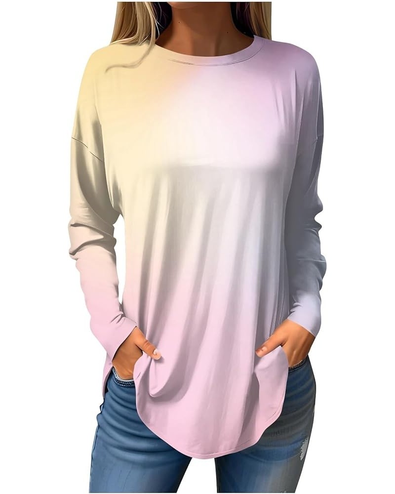 Womens Fall Fashion Long Sleeve Tunics Tops for Leggings Dressy Casual Tshirts Shirts Cute Basic Crewneck Blouses 02-pink $12...