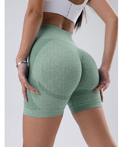 3 Piece Workout Shorts for Women Seamless Scrunch Butt Lifting High Waisted Yoga Gym Booty Running Short Pants Green/Dark Gra...