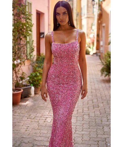 Women's Sequin Mermaid Prom Dresses 2024 Long Spaghetti Strap Sparkly Bodycon Formal Party Evening Gowns Peacock Blue $29.16 ...