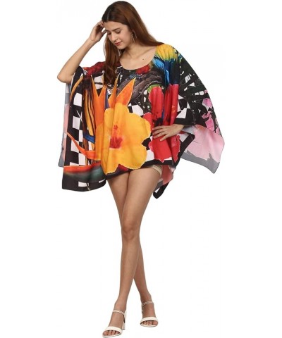 ♥ Womens Turkish Kaftan Kimono Maxi Dress Caftan Beach Swimsuit Cover up Loungewear Multi Parrot Feather1 $10.10 Swimsuits