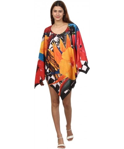 ♥ Womens Turkish Kaftan Kimono Maxi Dress Caftan Beach Swimsuit Cover up Loungewear Multi Parrot Feather1 $10.10 Swimsuits