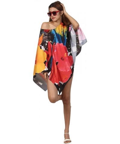 ♥ Womens Turkish Kaftan Kimono Maxi Dress Caftan Beach Swimsuit Cover up Loungewear Multi Parrot Feather1 $10.10 Swimsuits