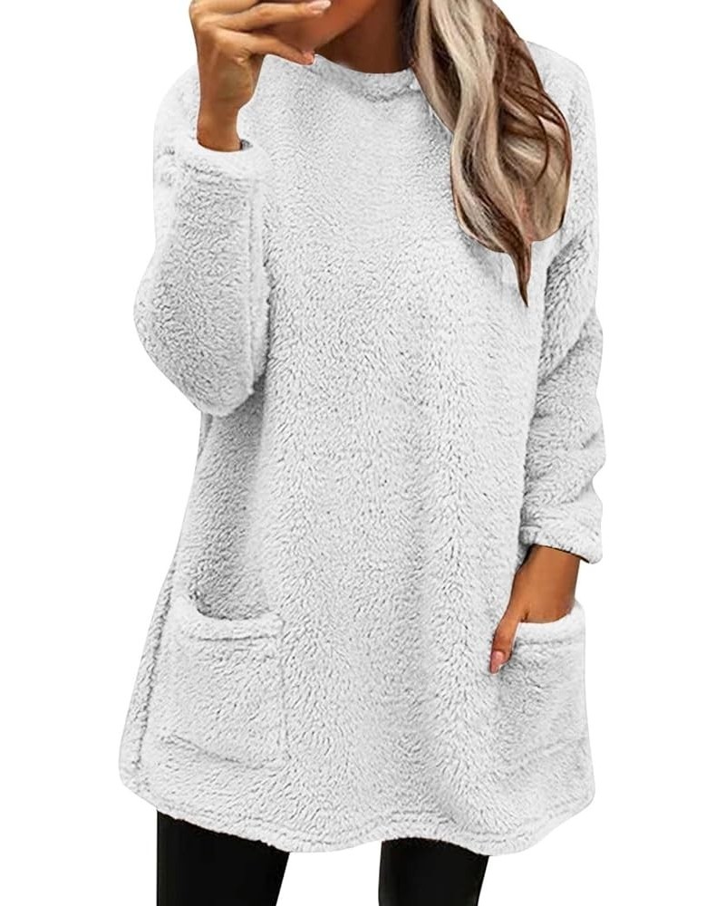 Women's Sweatshirts Trendy,Womens 2023 Fashion Fuzzy Warm Casual Loose Sweatshirts with Pockets Outerwear White-c $10.57 Acti...