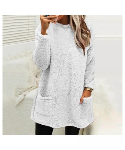 Women's Sweatshirts Trendy,Womens 2023 Fashion Fuzzy Warm Casual Loose Sweatshirts with Pockets Outerwear White-c $10.57 Acti...