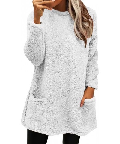 Women's Sweatshirts Trendy,Womens 2023 Fashion Fuzzy Warm Casual Loose Sweatshirts with Pockets Outerwear White-c $10.57 Acti...