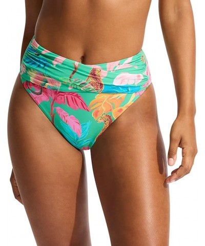 Women's High Waist Wrap Front Bikini Bottom Swimsuit Tropica Jade $12.98 Swimsuits