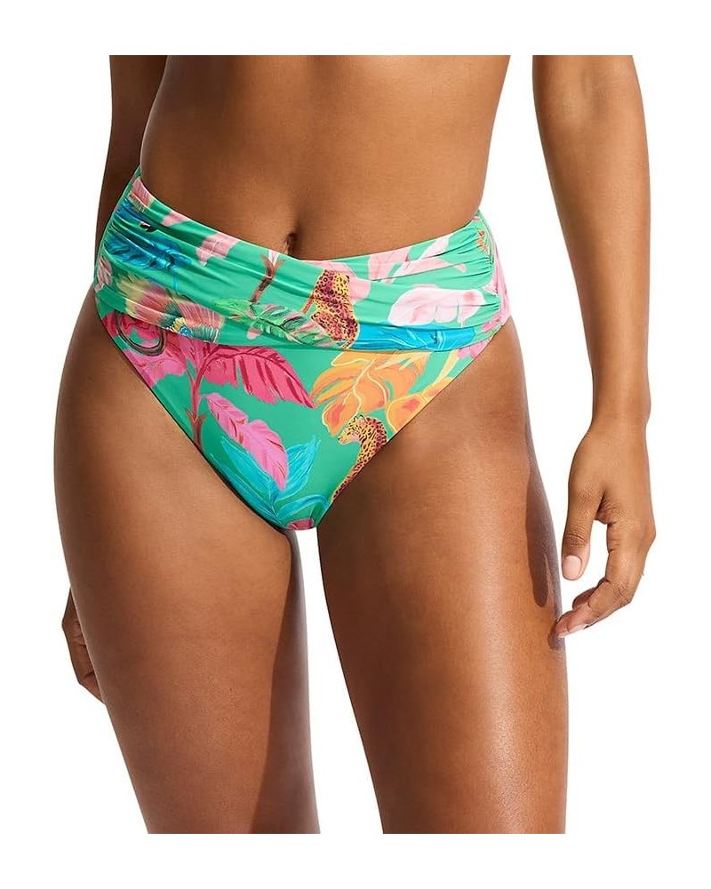 Women's High Waist Wrap Front Bikini Bottom Swimsuit Tropica Jade $12.98 Swimsuits