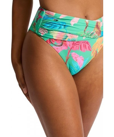 Women's High Waist Wrap Front Bikini Bottom Swimsuit Tropica Jade $12.98 Swimsuits