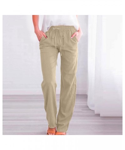 Linen Pants Women Summer Capri Women's Cotton Linen Capris Lightweight Baggy Cropped Lounge Trousers Beige $8.61 Pants