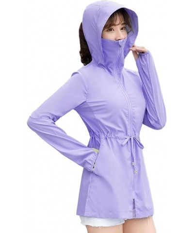 Women UPF50 Sun Protective Hoodie Summer Long Sleeve Sunscreen Shirt Full Zip Windproof Lightweight Jacket 02purple $16.45 Ja...