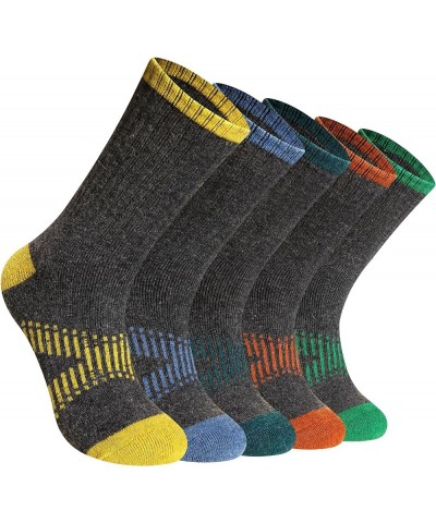 Womens Merino Wool Hiking Socks Thermal Warm Walking Boot Winter Crew Cushion Work Socks 5 Pairs Grey $9.87 Socks