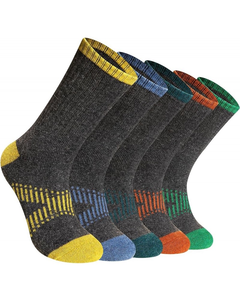 Womens Merino Wool Hiking Socks Thermal Warm Walking Boot Winter Crew Cushion Work Socks 5 Pairs Grey $9.87 Socks