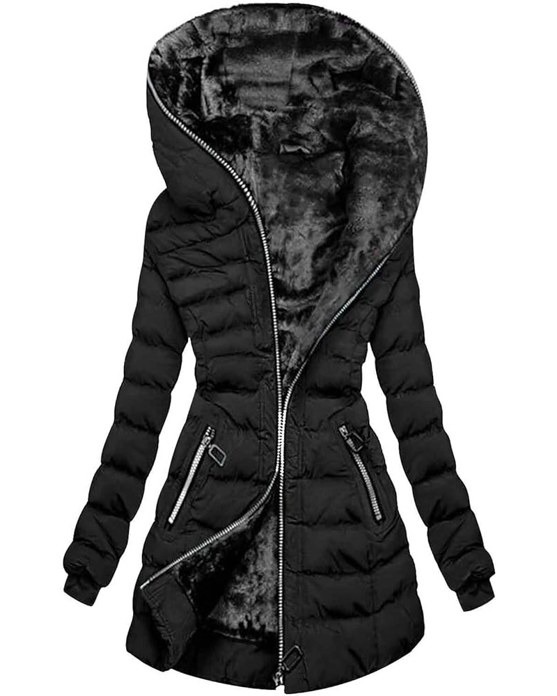 His And Hers Jackets Coat Ladies Padded Women Outwear Slim Jacket Long Hooded Fashion Warm Throw over for Women Black $31.56 ...