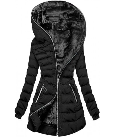 His And Hers Jackets Coat Ladies Padded Women Outwear Slim Jacket Long Hooded Fashion Warm Throw over for Women Black $31.56 ...