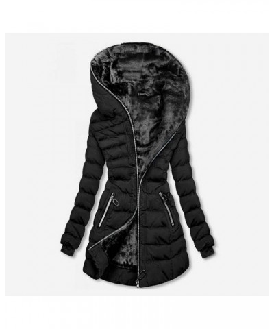 His And Hers Jackets Coat Ladies Padded Women Outwear Slim Jacket Long Hooded Fashion Warm Throw over for Women Black $31.56 ...