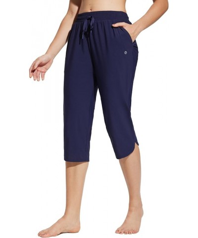 Women's 2024 18" Swim Capris Regular Fit Quick Dry Swimming Pants Cropped Beach Pants UPF50+ with Pockets Navy $22.79 Swimsuits