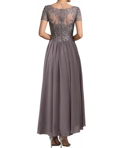 Mother of The Bride Dresses Chiffon Formal Evening Dress Tea Length Wedding Guest Dresses for Women Lace Plum $38.78 Dresses