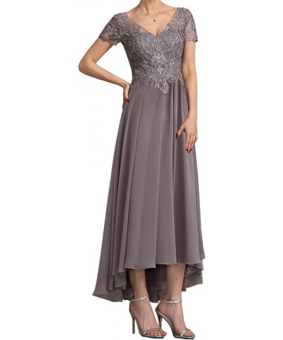 Mother of The Bride Dresses Chiffon Formal Evening Dress Tea Length Wedding Guest Dresses for Women Lace Plum $38.78 Dresses